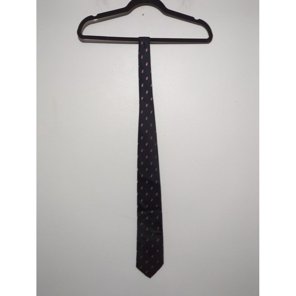 Diane Katzman Real Men Wear Pink Breast Cancer Awareness Silk Tie Black Pink